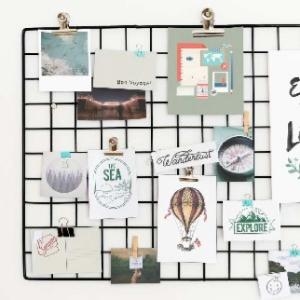 A bulletin board with various images on it