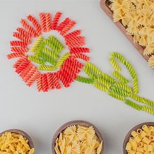Flower made of pasta shapes