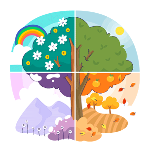 Tree divided into four parts, each representing a season