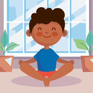 Smiling child in lotus position