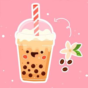 Cute vanilla boba tea