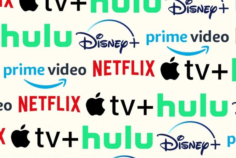 Photo displaying various streaming services such as Netflix, Hulu, Disney+, and Apple TV +